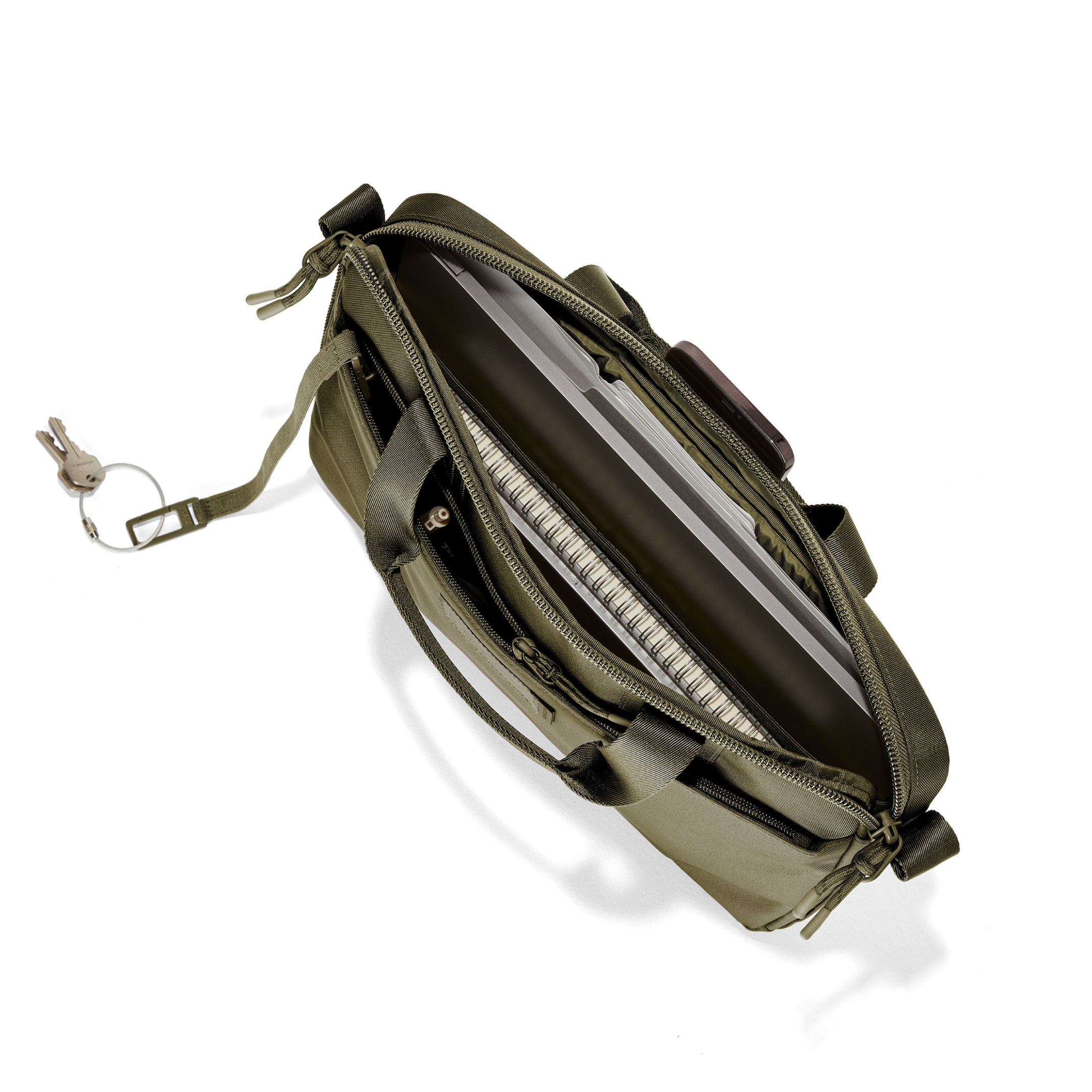 Oslo Slim Laptop Bag in Dark Moss - Image 10